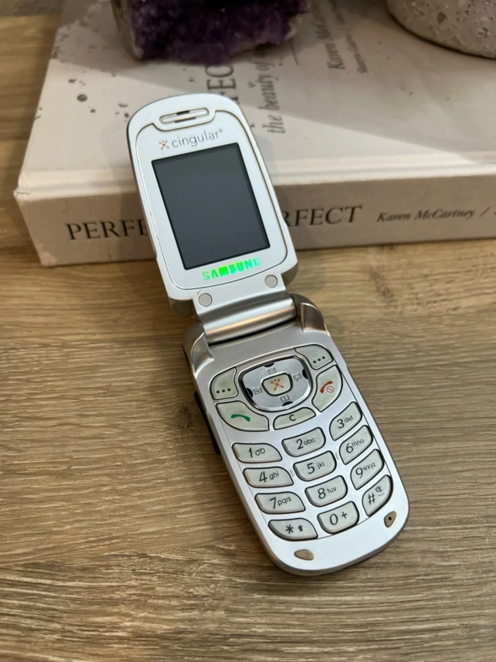 Samsung Cingular Flip Phone Silver Vintage Y2K Cell Phone AT&T Era Collectible